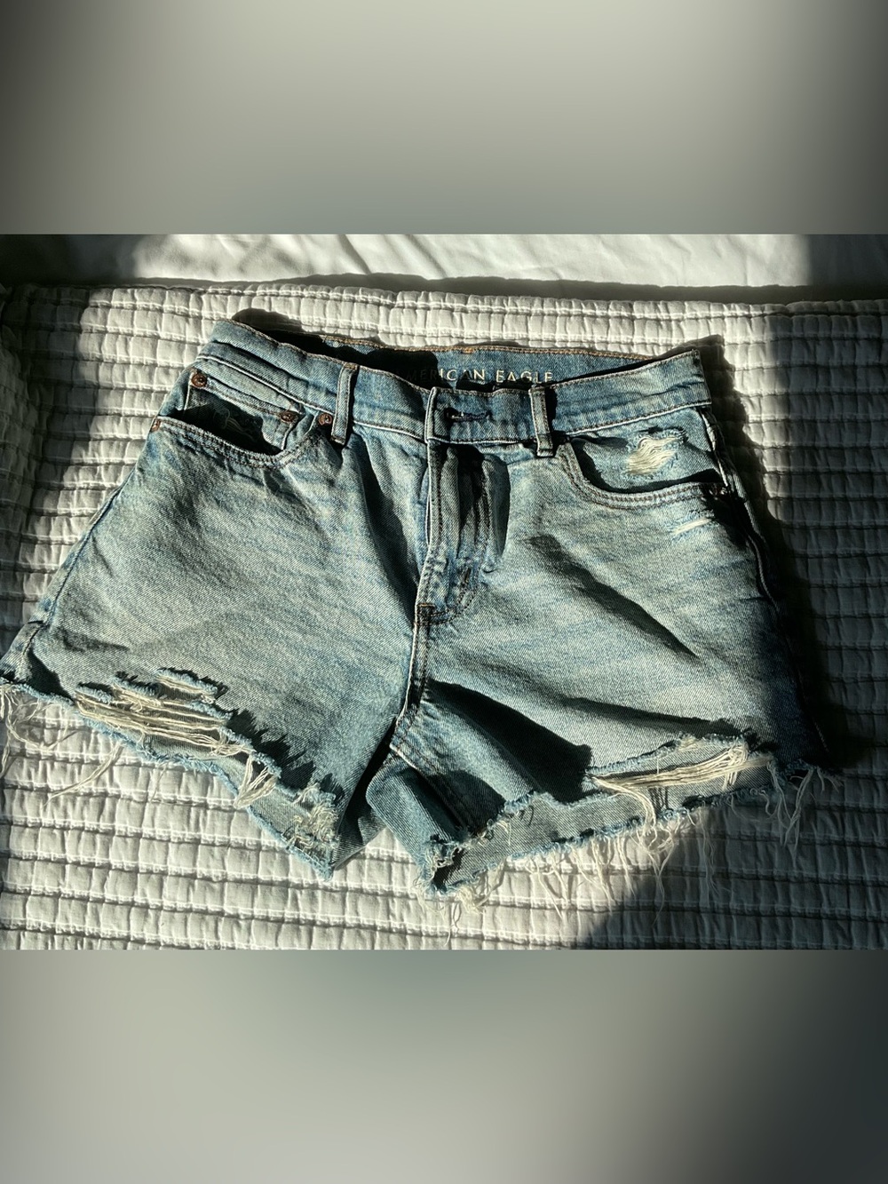 American Eagle Outfitters Light Blue Denim Distressed Women's Shorts- Size 2